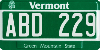 VT license plate ABD229