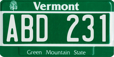 VT license plate ABD231