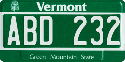 VT license plate ABD232