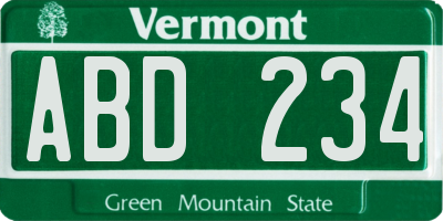 VT license plate ABD234