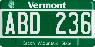 VT license plate ABD236