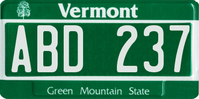 VT license plate ABD237