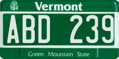 VT license plate ABD239