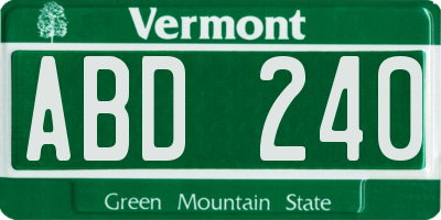 VT license plate ABD240