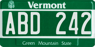 VT license plate ABD242