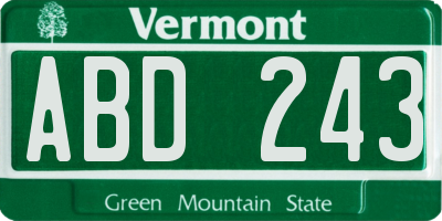 VT license plate ABD243