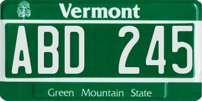 VT license plate ABD245