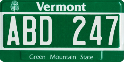 VT license plate ABD247