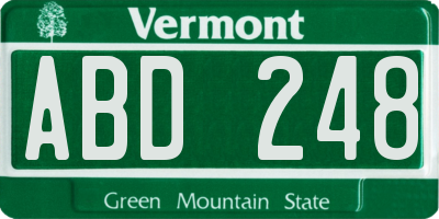 VT license plate ABD248