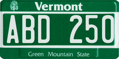 VT license plate ABD250