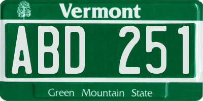 VT license plate ABD251