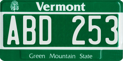 VT license plate ABD253