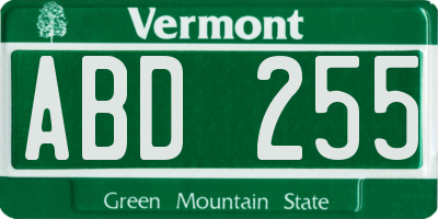 VT license plate ABD255