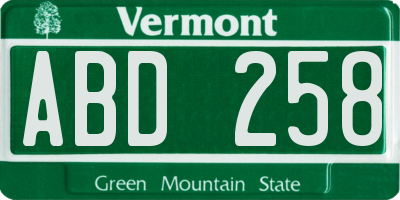 VT license plate ABD258