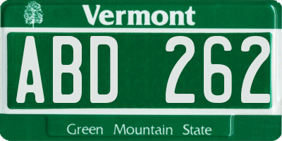 VT license plate ABD262