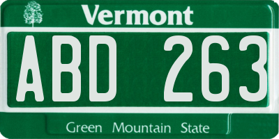 VT license plate ABD263