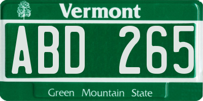 VT license plate ABD265