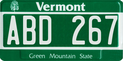 VT license plate ABD267