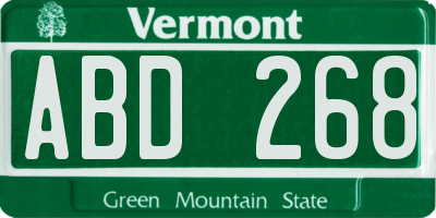 VT license plate ABD268