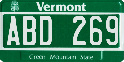 VT license plate ABD269