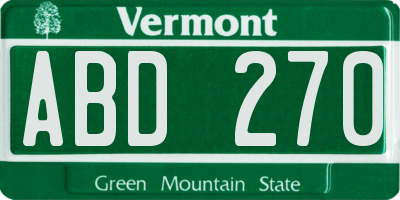 VT license plate ABD270