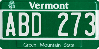 VT license plate ABD273