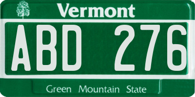 VT license plate ABD276