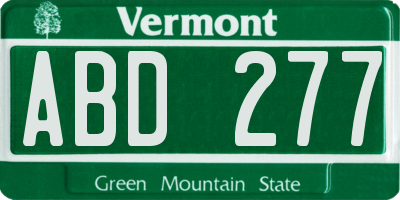 VT license plate ABD277