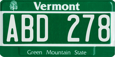 VT license plate ABD278