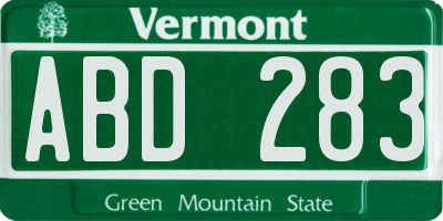 VT license plate ABD283