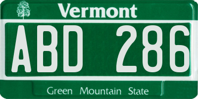 VT license plate ABD286