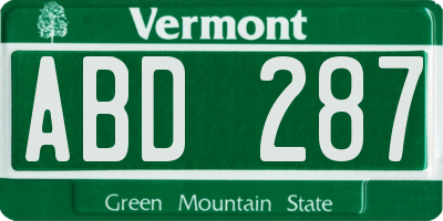 VT license plate ABD287