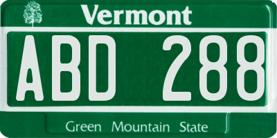 VT license plate ABD288