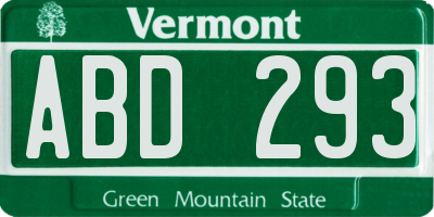 VT license plate ABD293