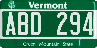 VT license plate ABD294