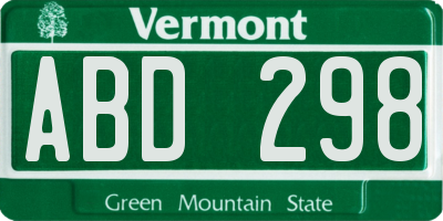 VT license plate ABD298