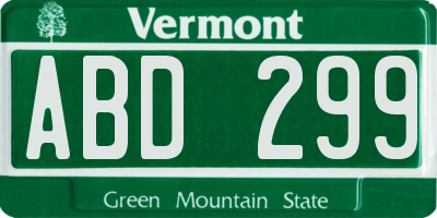 VT license plate ABD299