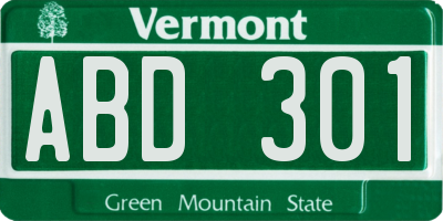 VT license plate ABD301