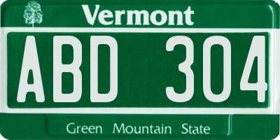 VT license plate ABD304