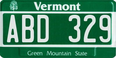 VT license plate ABD329