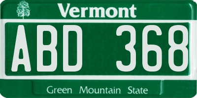 VT license plate ABD368
