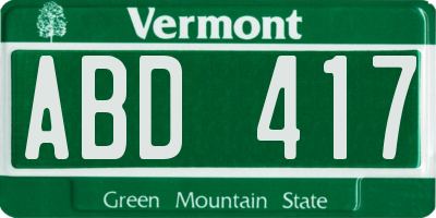 VT license plate ABD417