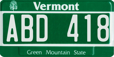 VT license plate ABD418