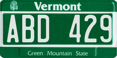 VT license plate ABD429