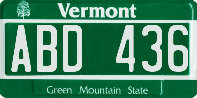 VT license plate ABD436
