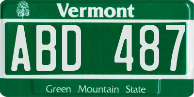 VT license plate ABD487