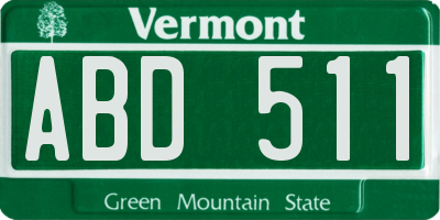 VT license plate ABD511