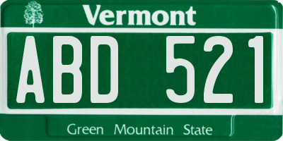 VT license plate ABD521