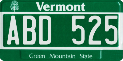 VT license plate ABD525