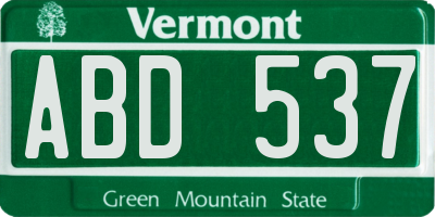 VT license plate ABD537